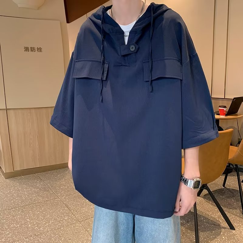 Áo Hoodie Ngắn Tay Dáng Rộng Thời Trang Dành Cho Nam
