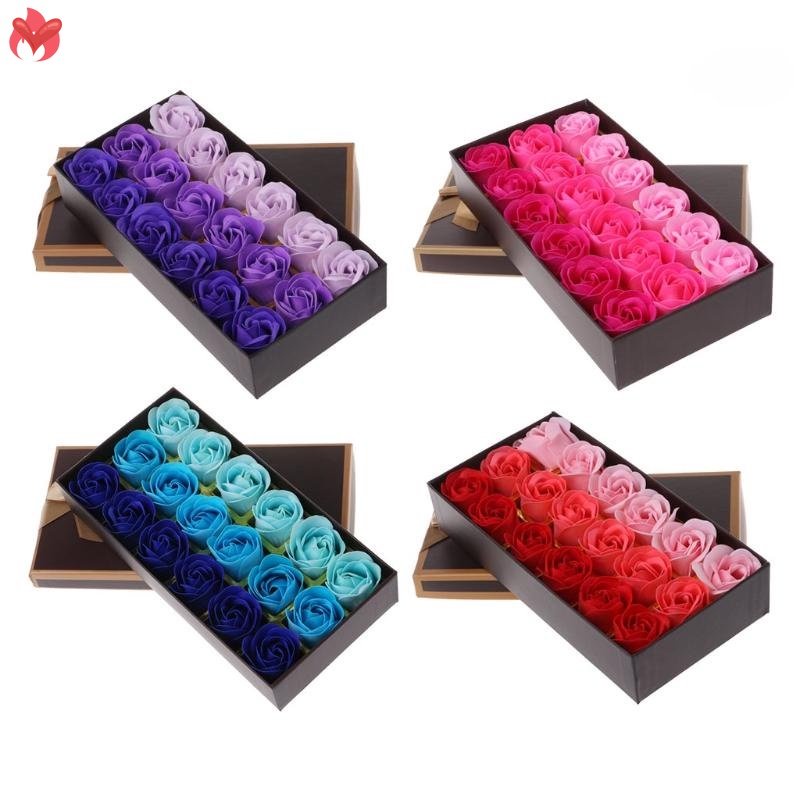 Set 18 Xà Phòng Tắm Hình Hoa Hồng Lãng Mạn Kèm Hộp Quà Tặng