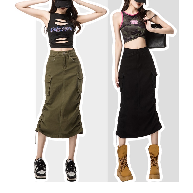 Chân Váy Lưng Cao Thời Trang RENJIANVSHENG Hàn Quốc Dành Cho Nữ