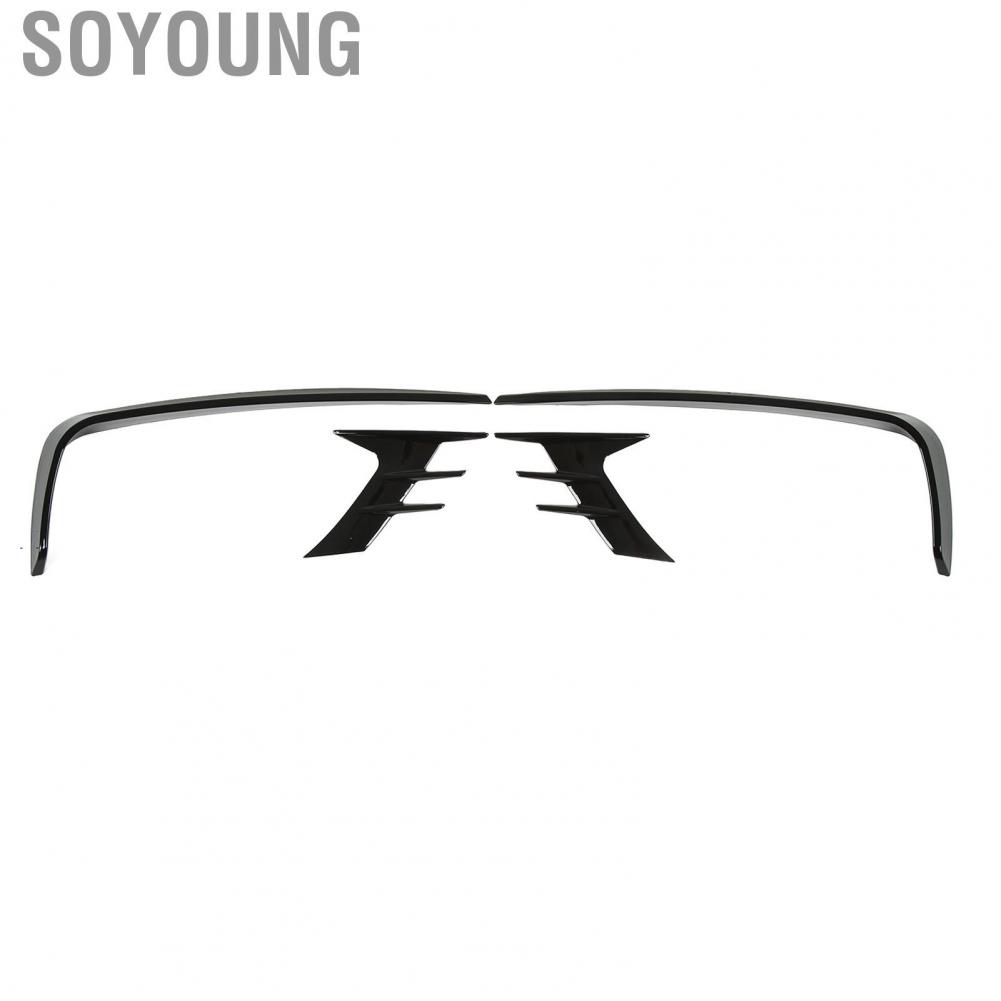 Soyoung Fog Lamp Eyebrow Frame Scratch Resistant Racing Style Glossy Black Aerodynamic Protective Wearproof Front Light Trim for