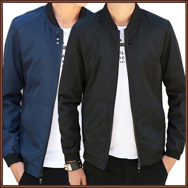 Áo Khoác Bóng Chày Cổ Đứng Màu Trơn Thiết Kế Đơn Giản Cho Nam