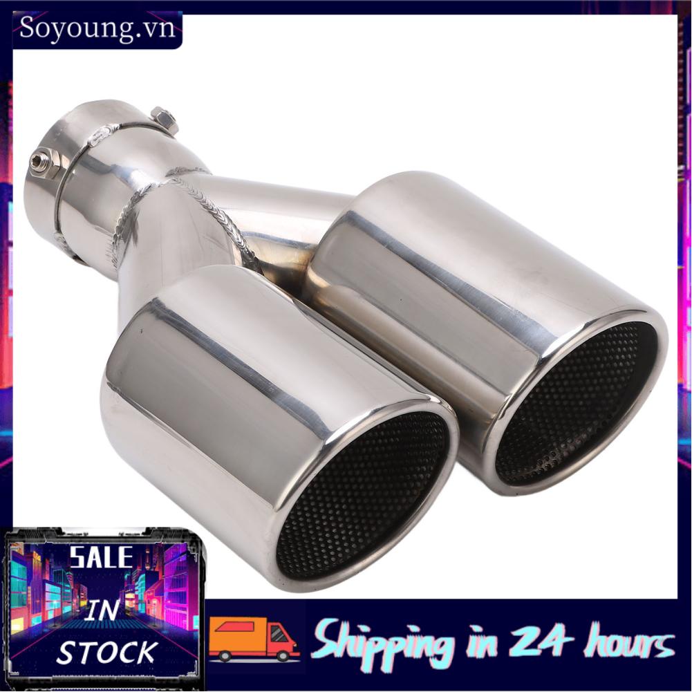 Soyoung Dual Exhaust Tips Tailpipe  Corrosion Universal Bevel Cut for Replacement