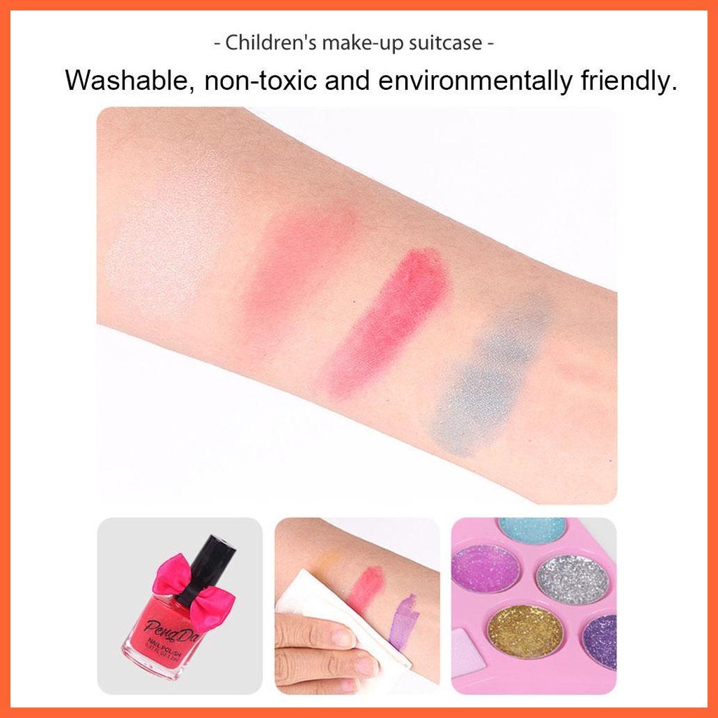 Bộ Dụng Cụ Trang Điểm Trẻ Em Trang Điểm Với Vỏ Son Vanity Có Thể Giặt Được Và Miếng Dán Móng Tay Dụng Cụ Làm