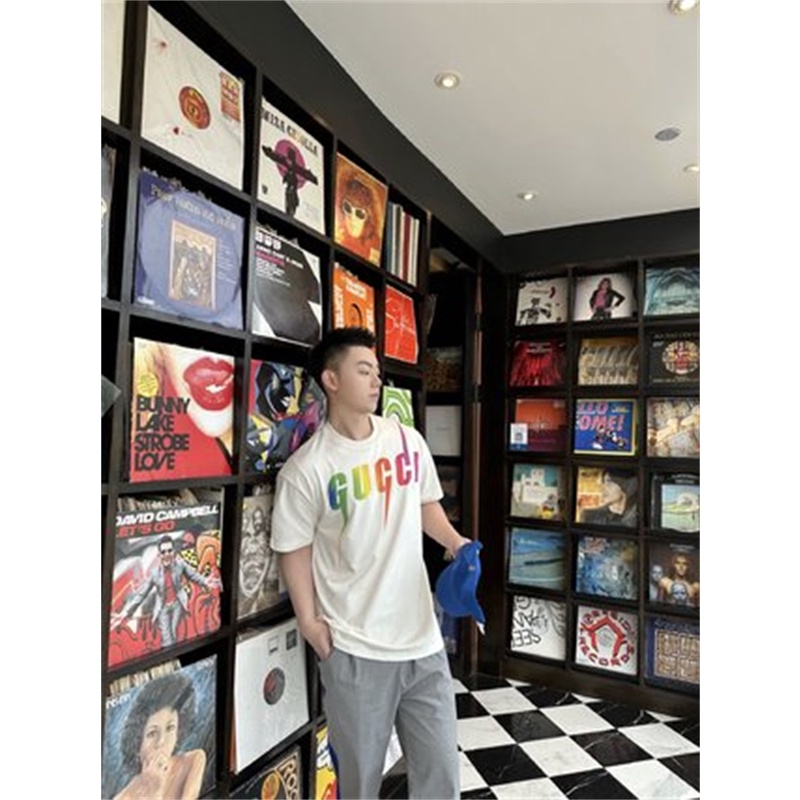 G8u8c8-áo Thun Tay Ngắn Cổ Tròn In Hình Tia Chớp Tốt Nghiệp Phong Cách Unisex