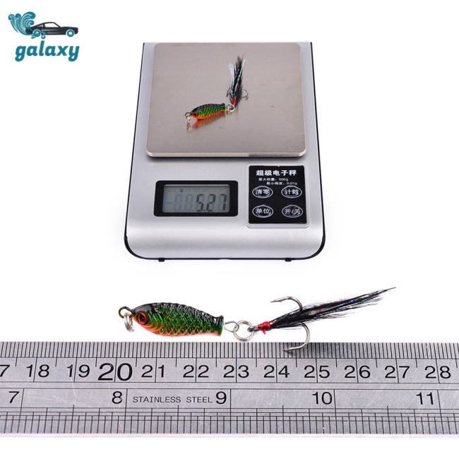 Bộ 4 Mồi Câu Cá Mini 3cm 6g 6g Kèm Móc Câu Hình Lông Vũ