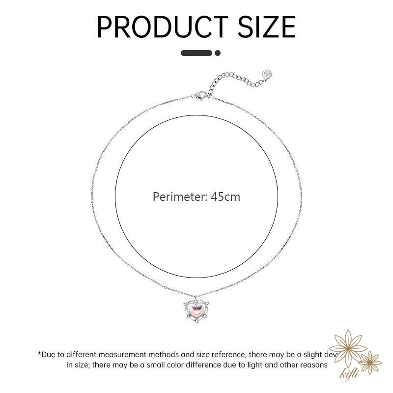 Vòng cổ Mặt Trái Tim Đính Đá Pha Lê Hồng Ngọt Ngào