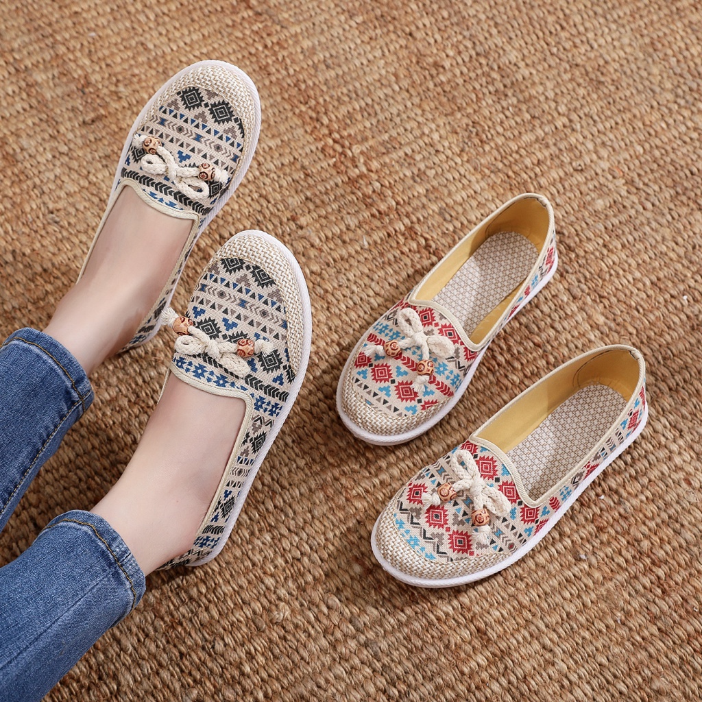 Giày Lười Vải Lanh Mỏng Nhẹ Chống Trượt Thời Trang Mùa Hè Hàng Mới 2023