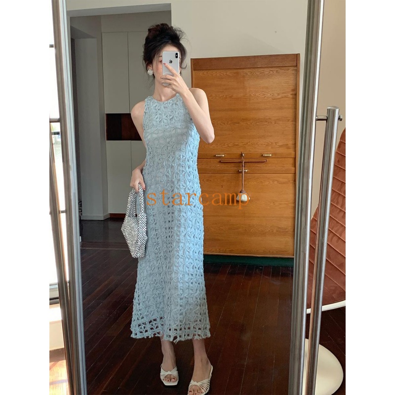 Đầm Không Tay Dáng Suông Thiết Kế Đục Lỗ Phong Cách Pháp Thời Trang Mùa Hè Hàng Mới 2023