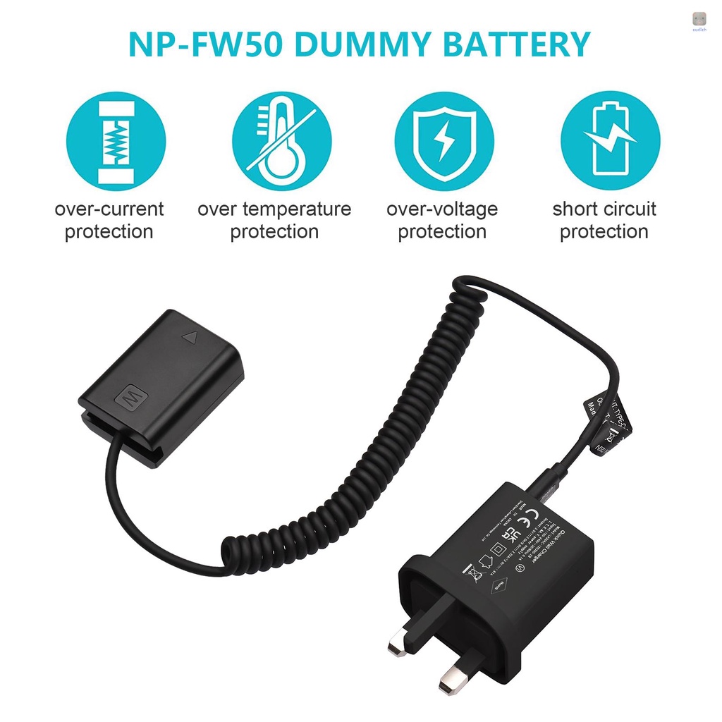 Đầu Nối Pin Andoer Type-C NP-FW50 20W PD Cho Pin A7S2 A7S A7 II R RII A7M2 A6000 A6300 A6500 A7000