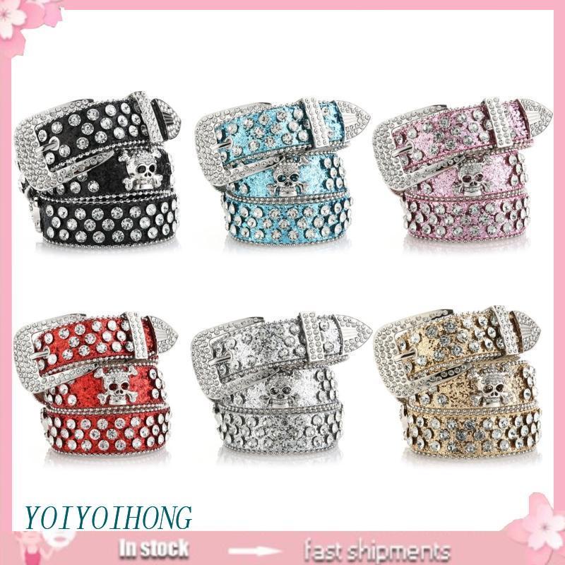 Yoi Thắt Lưng Khóa Hình Đầu Lâu Đính Đá Độc Đáo Phong Cách Cao Bồi Cho Nam Và Nữ