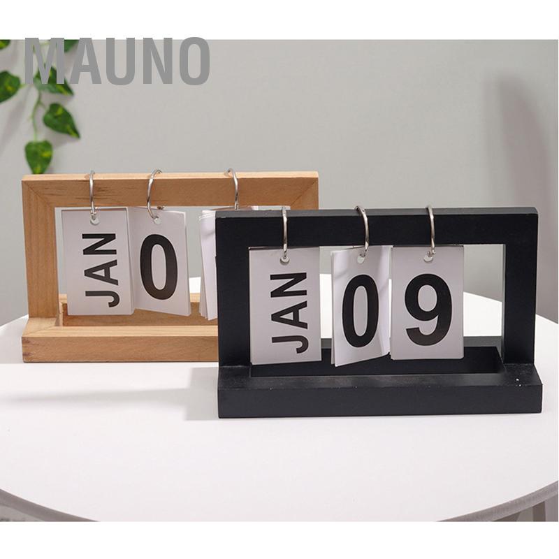 Mauno Lịch để bàn bằng gỗ Bảng lật trang Lật lịch Đồ trí gia đình có thể tái sử dụng