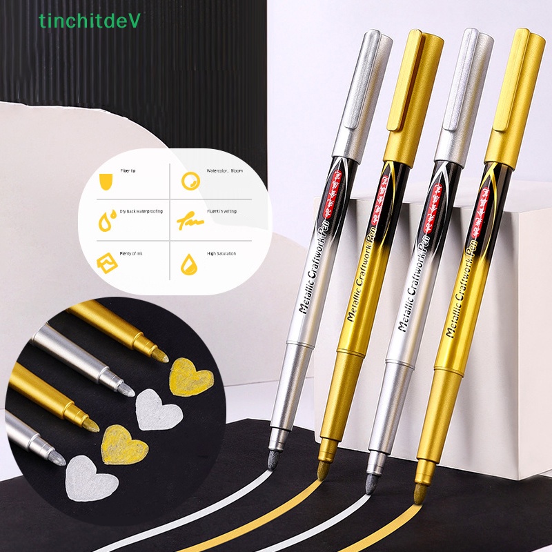 Bút Kim Loại Màu Vàng / Bạc Chống Thấm Nước Dùng Đánh Dấu Thư Pháp