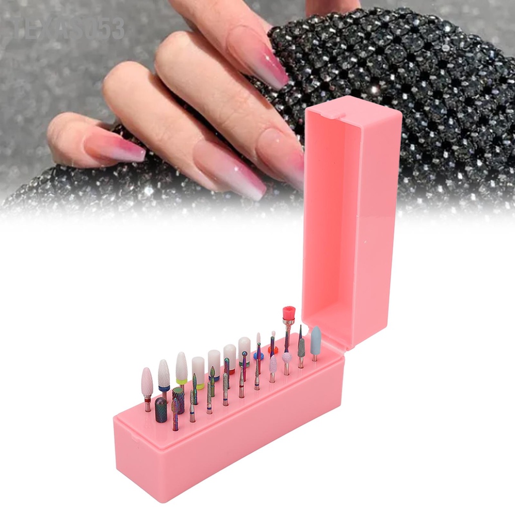 Texas053 Nail Bits Displayer Organizer 30 Lỗ Vỏ Chống Bụi An Toàn Bằng Thép Vonfram Mini Bit Giá Đỡ Có Hộp Bảo Quản