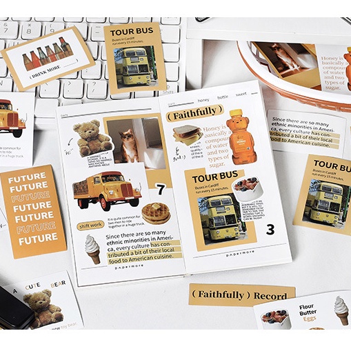 Set sticker PM; Retro Life trang trí sổ tay