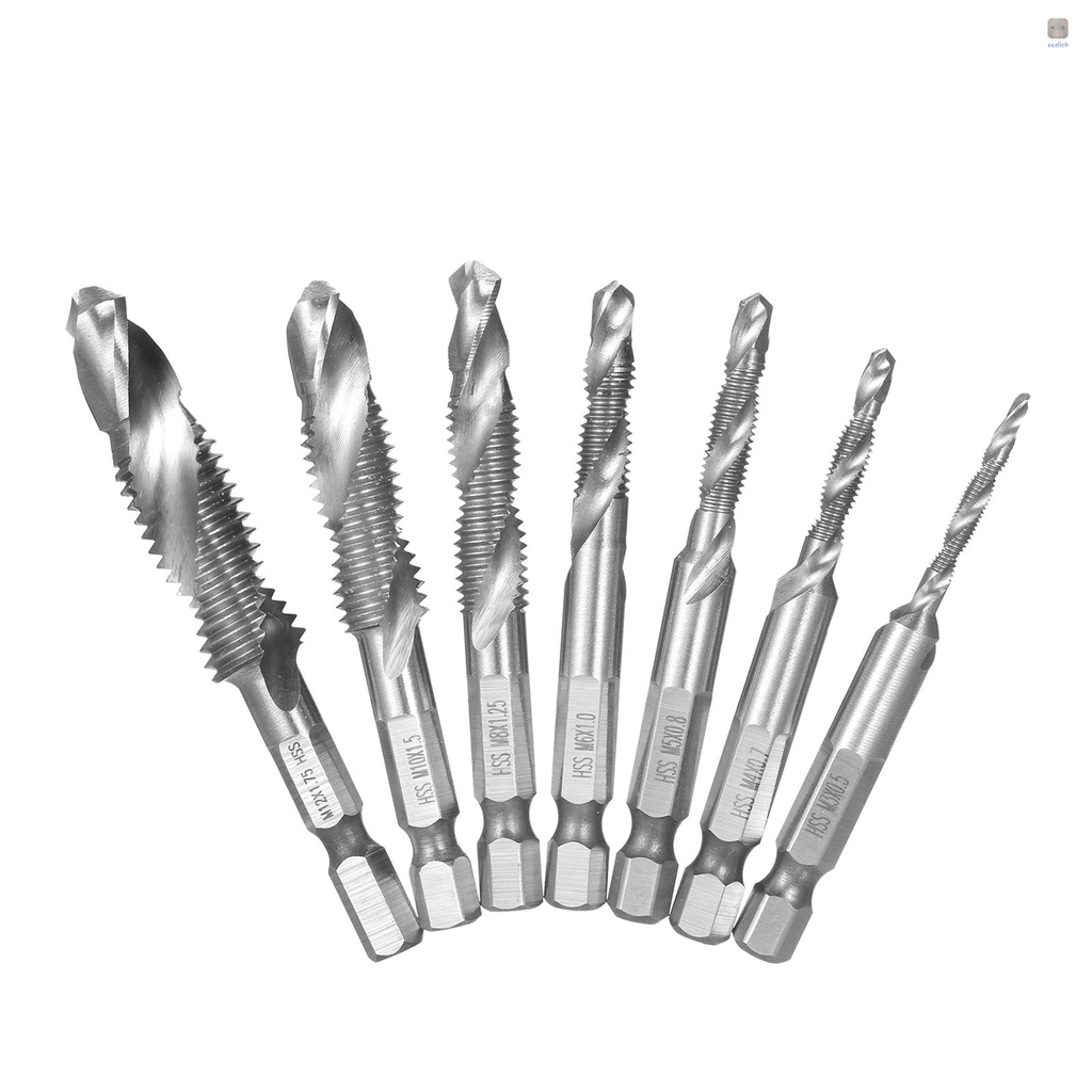Bộ 7 Mũi Khoan HSS M3-M12 1 / 4in Đầu Lục Giác