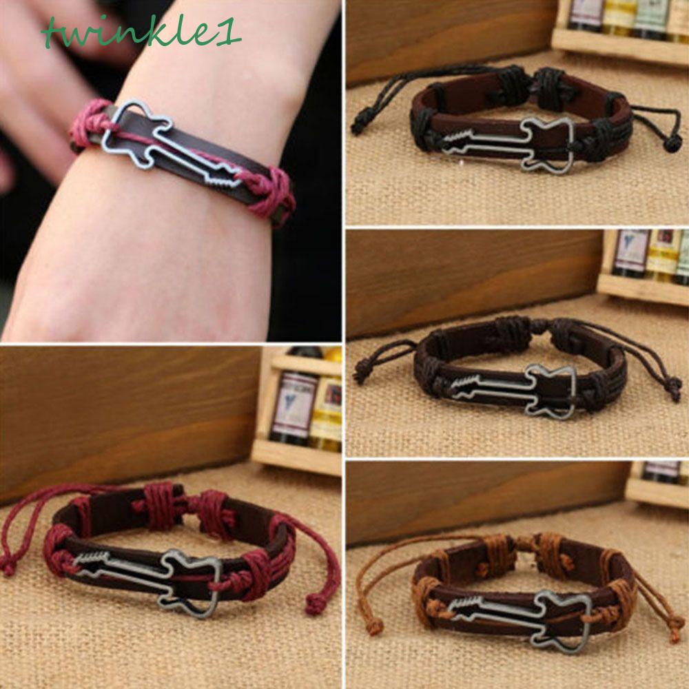 Vòng Tay Dây Da PU Đính Hình Đàn Ghita Cá Tính Cho Nữ