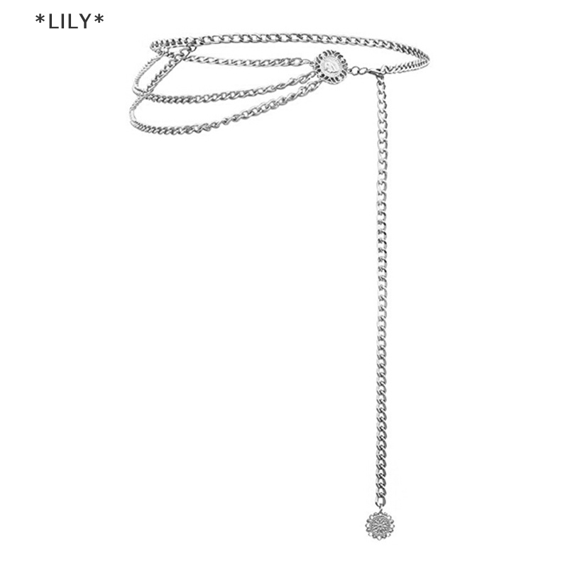 LILY Phụ Nữ Kim Loại Chuỗi Retro Vành Đai Cao Eo Hip Đồng Xu Charms Dây Thắt Lưng Cơ Thể Chuỗi uuu
