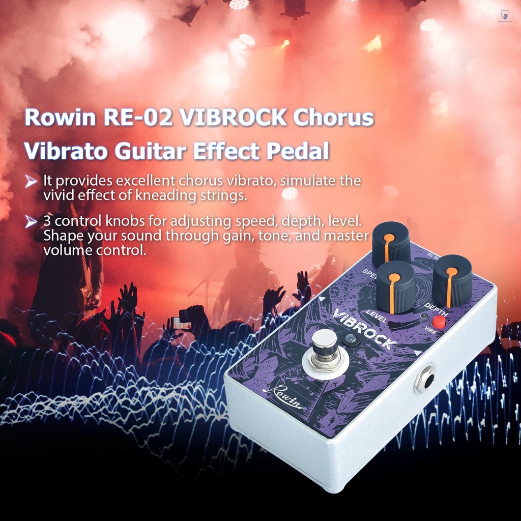 Bàn Đạp Hiệu Ứng Đàn Guitar Rowin RE-02 VIBROCK Chorus Vibrato Điều Chỉnh Tốc Độ Sâu Chorus