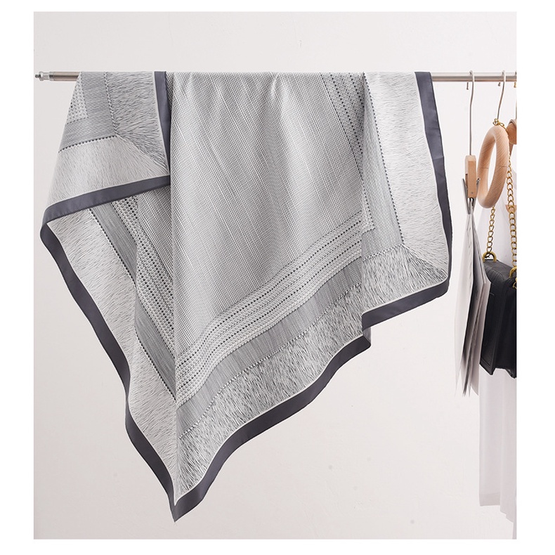 Khăn Choàng Lụa Màu Trơn Dáng Vuông 90 * 90CM Phong Cách Hàn Quốc Đơn Giản Thời Trang Cho Nữ