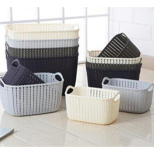 [Giá hủy diệt]  GIỎ NHỰA GIẢ ĐAN MÂY ĐỰNG ĐỒ DÙNG ĐA NĂNG, GIỎ ĐAN MÂY ĐỰNG QUẦN ÁO, MỸ PHẨM PHONG CÁCH HÀN QUỐC
