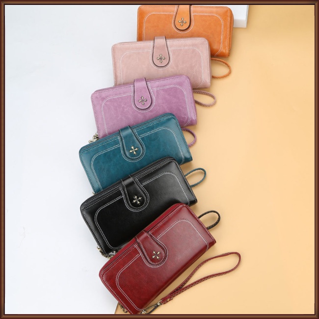 Ví Da PU Dáng Dài Đa Năng Phong Cách Retro Thời Trang Cho Nữ