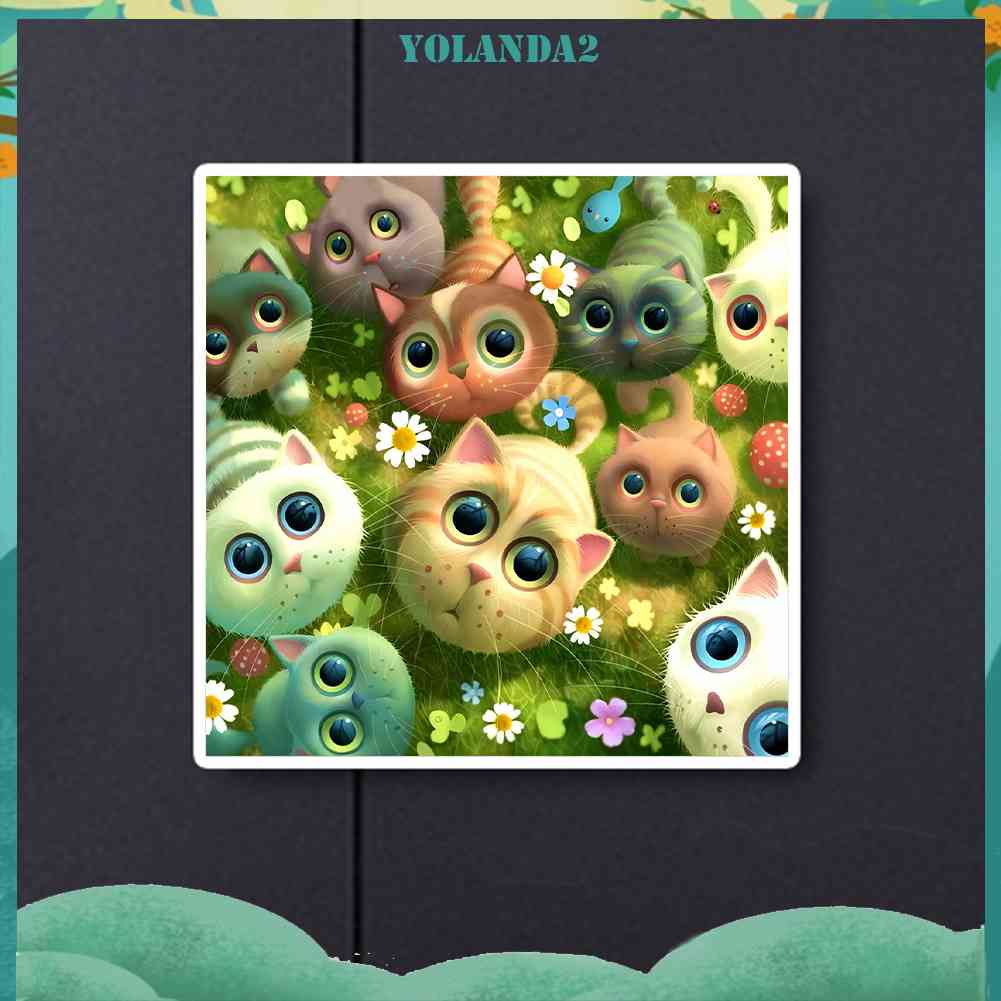 Tranh Đính Đá Kim Cương Toàn Bộ 5D DIY Hình Vẽ Mèo Trang Trí Nhà Cửa