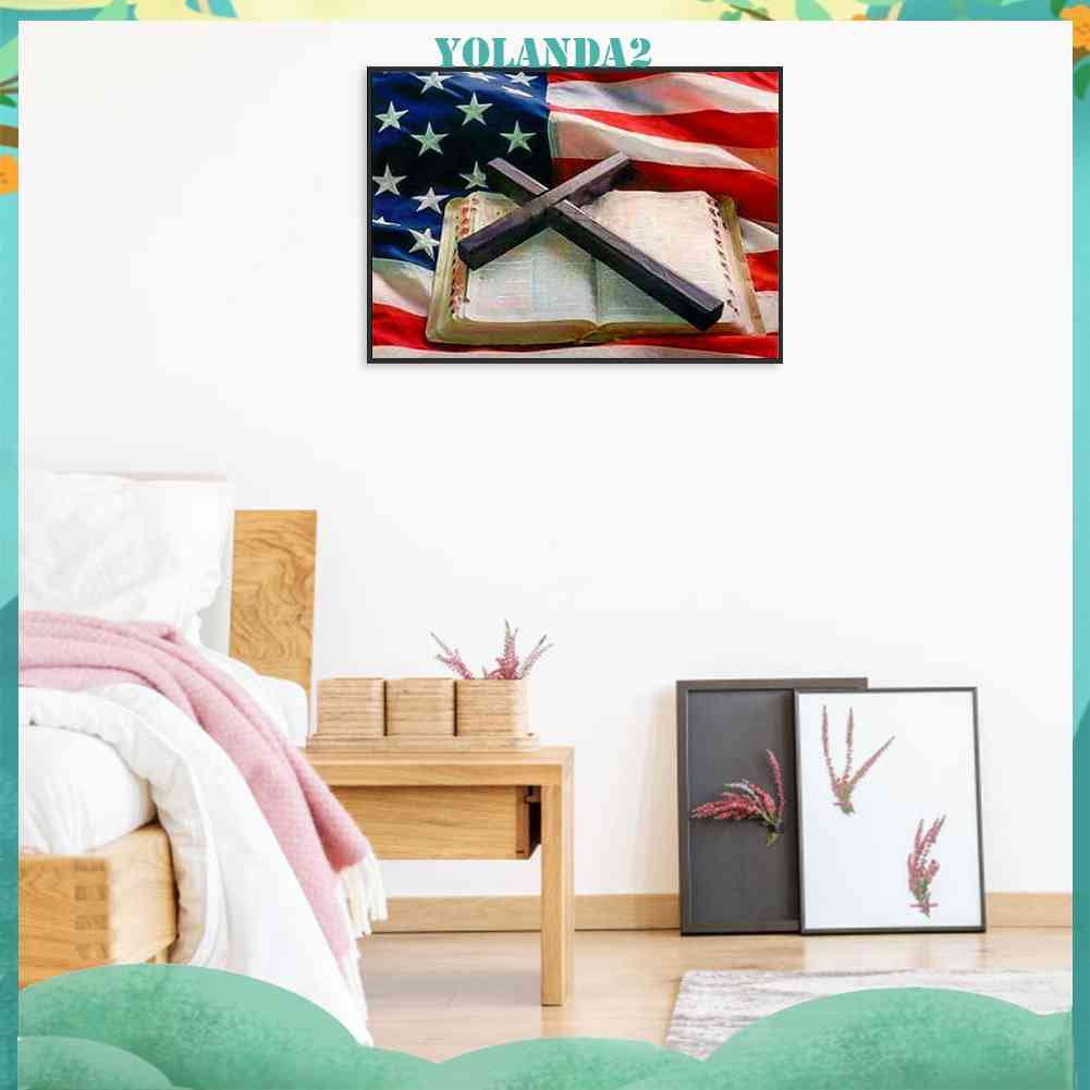 Tranh Đính Đá Kim Cương Toàn Bộ 5D DIY Hình Cờ Mỹ