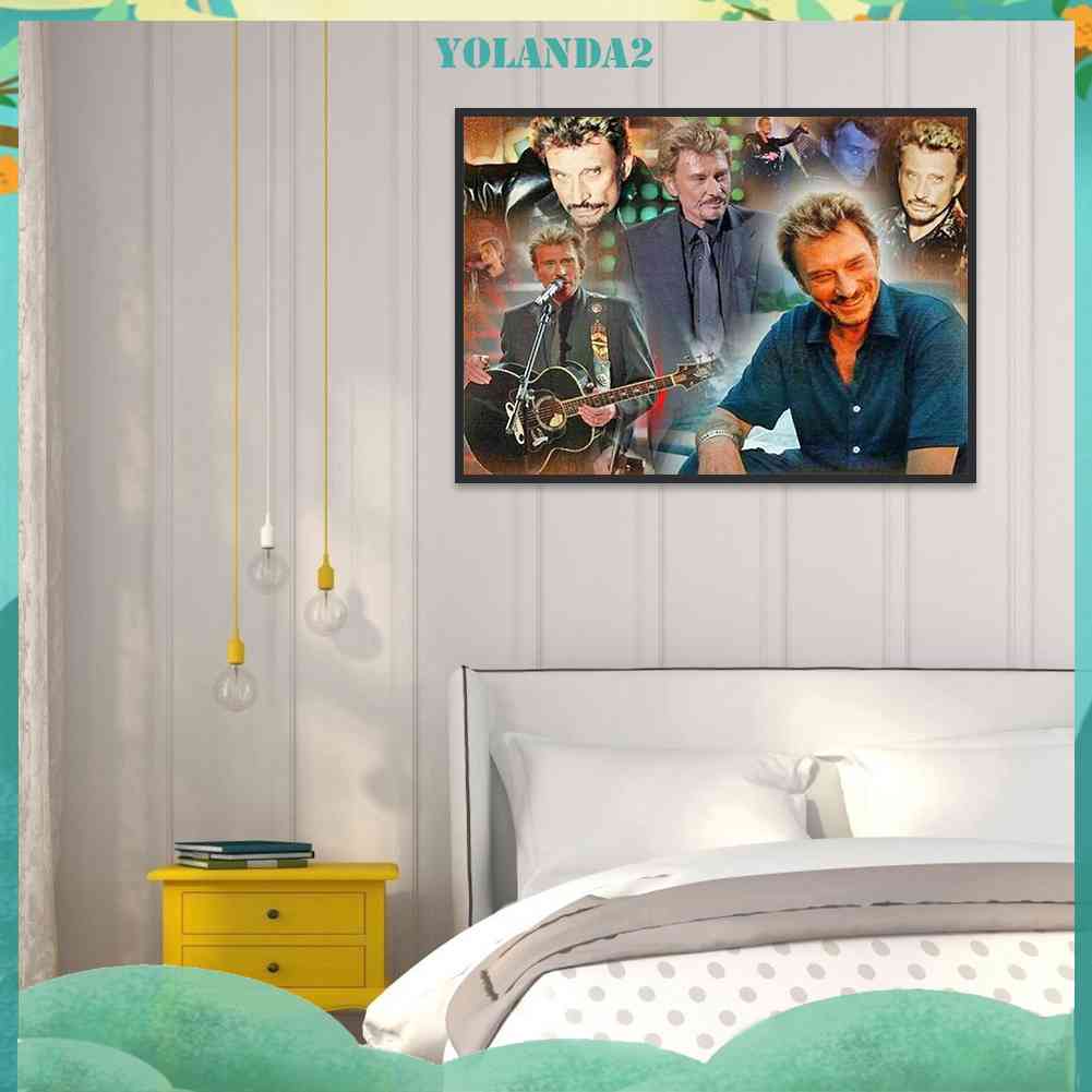 Bộ Tranh Đính Đá 5D Tự Làm Toàn Diện Họa Tiết Johnny Hallyday Trang Trí Nhà Cửa
