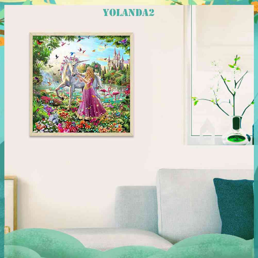 Tranh Đính Đá Kim Cương Toàn Bộ 5D DIY Hình Vẽ Công Chúa Kỳ Lân