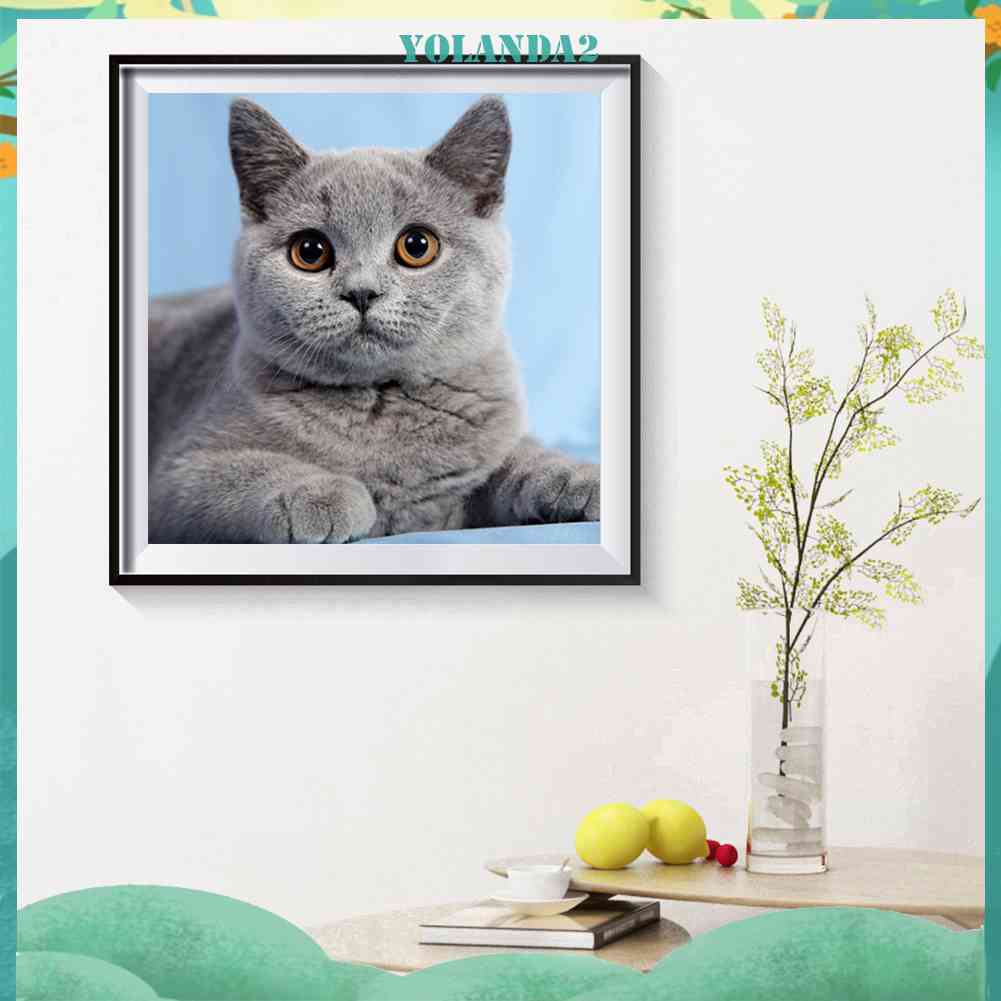 Tranh Đính Đá Kim Cương Toàn Bộ 5D DIY Hình Vẽ Mèo Trang Trí Nhà Cửa