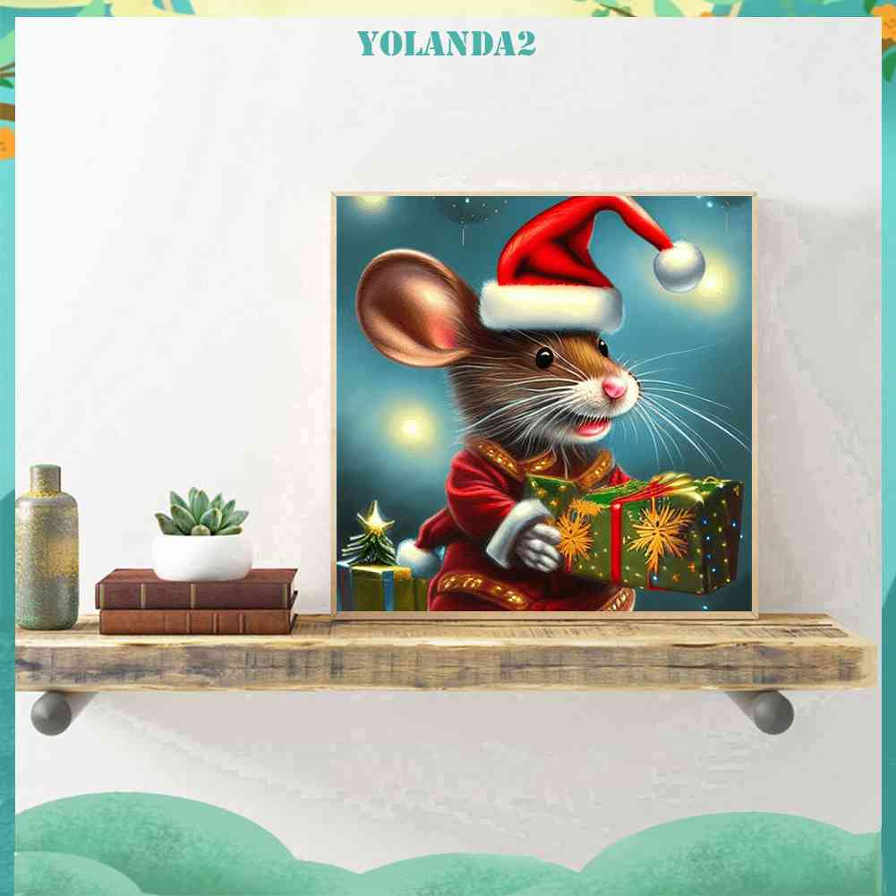 Tranh Đính Đá Kim Cương Toàn Bộ Hình Vẽ Chuột Giáng Sinh DIY Trang Trí Phòng