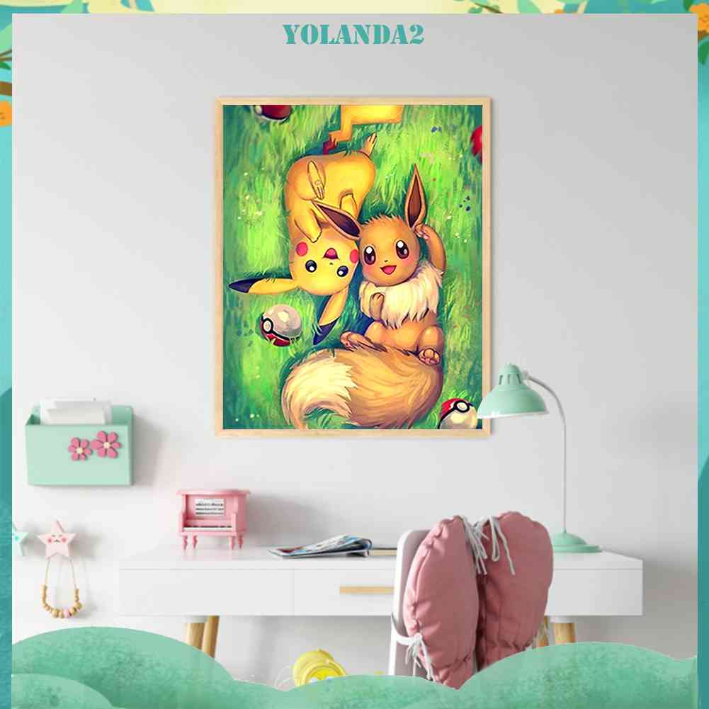 Bộ Tranh Đính Đá Tròn Toàn Diện Họa Tiết mon Độc Đáo DIY Dùng Trang Trí Nhà Cửa