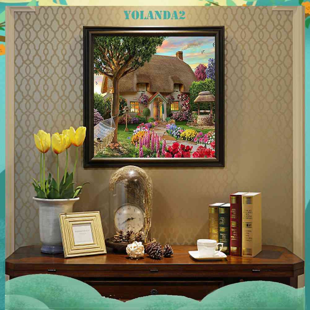 Bộ Tranh Đính Đá Tự Làm Toàn Diện Họa Tiết Phong Cảnh Ngôi Nhà