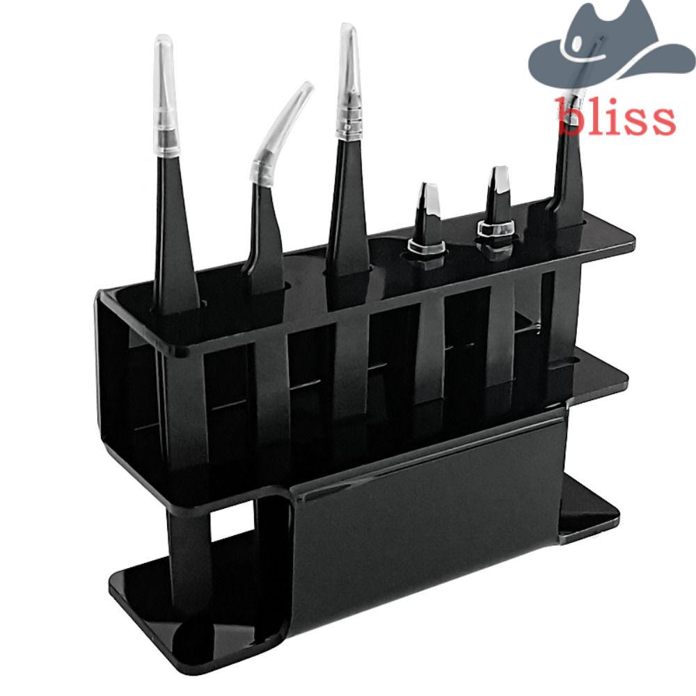 Giá Đỡ Nhíp Gắp Lông Mi 6 Lỗ Bằng Acrylic Màu Trắng Đen Dành Cho Salon