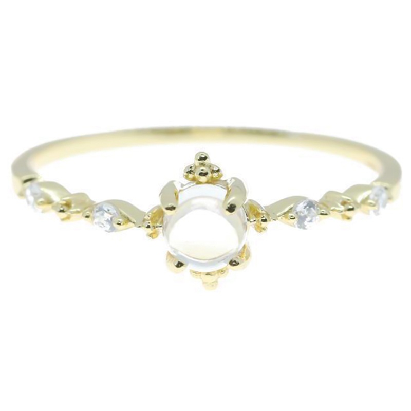 Ygt Nhẫn Đính Hôn Mỏng Đính Đá Mặt Trăng Nhỏ Tinh Tế Phong Cách Vintage Cho Nữ