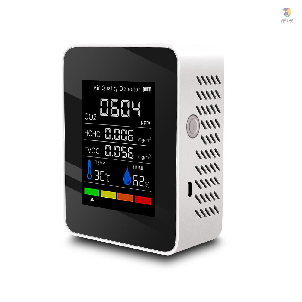 Thiết Bị Kiểm Tra Chất Lượng Không Khí CO2 Đa Chức Năng Với Carbon Dioxide TVOC HCHO Giá Trị Nhiệt Độ Và Độ Ẩm