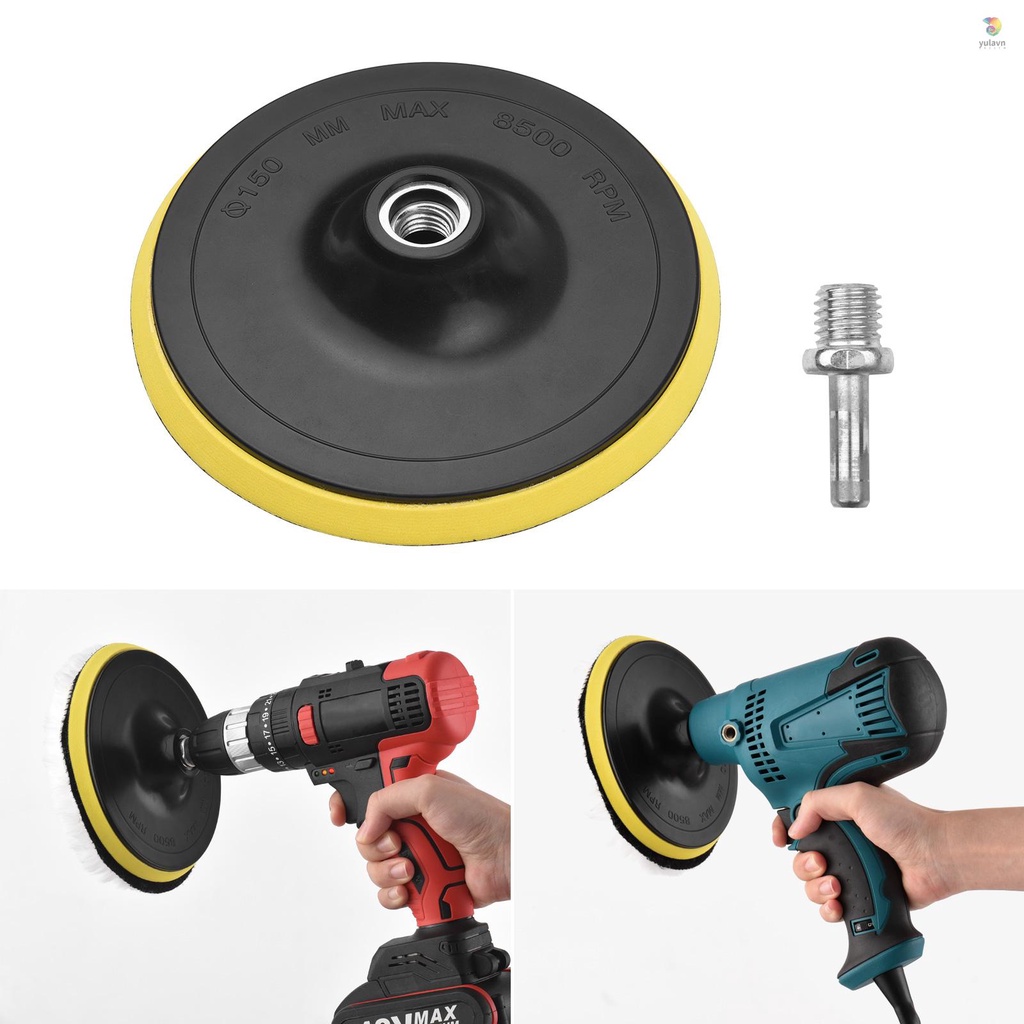 Bộ 6 Đĩa Mài Đánh Bóng Bằng Len 6 Inch Kèm Bộ Chuyển Đổi M14 Chuyên Dụng Chất Lượng Cao