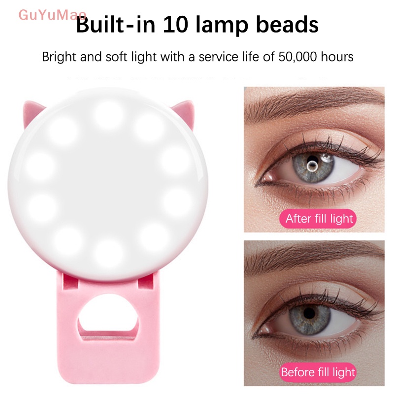 [cxGUYU] Kẹp Đèn LED Mini Họa Tiết Hoạt Hình Trang Điểm Mắt Tự Vệ Trực Tuyến Có Thể Sạc Lại PRTA