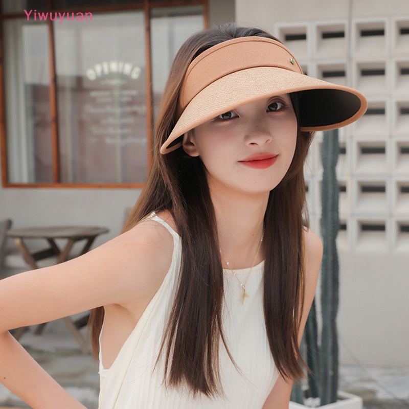 < Yiwuyuan > Mũ Cói Rộng Vành Chống Nắng / Tia UV Có Thể Gập Lại Hợp Thời Trang Đi Biển Du Lịch Cho Nữ Mới