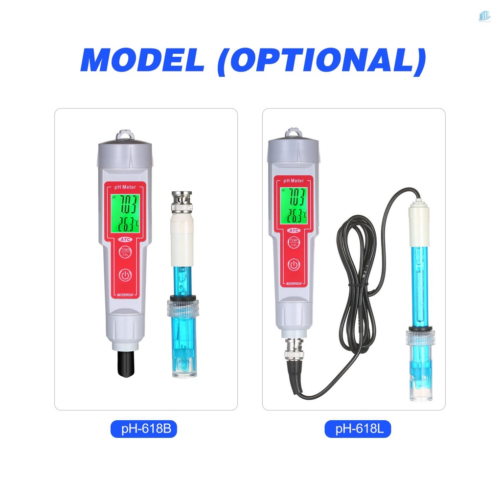Bút Thử Điện pH 2 Trong 1 Độ Chính Xác Cao Có Màn Hình LCD Hiển Thị
