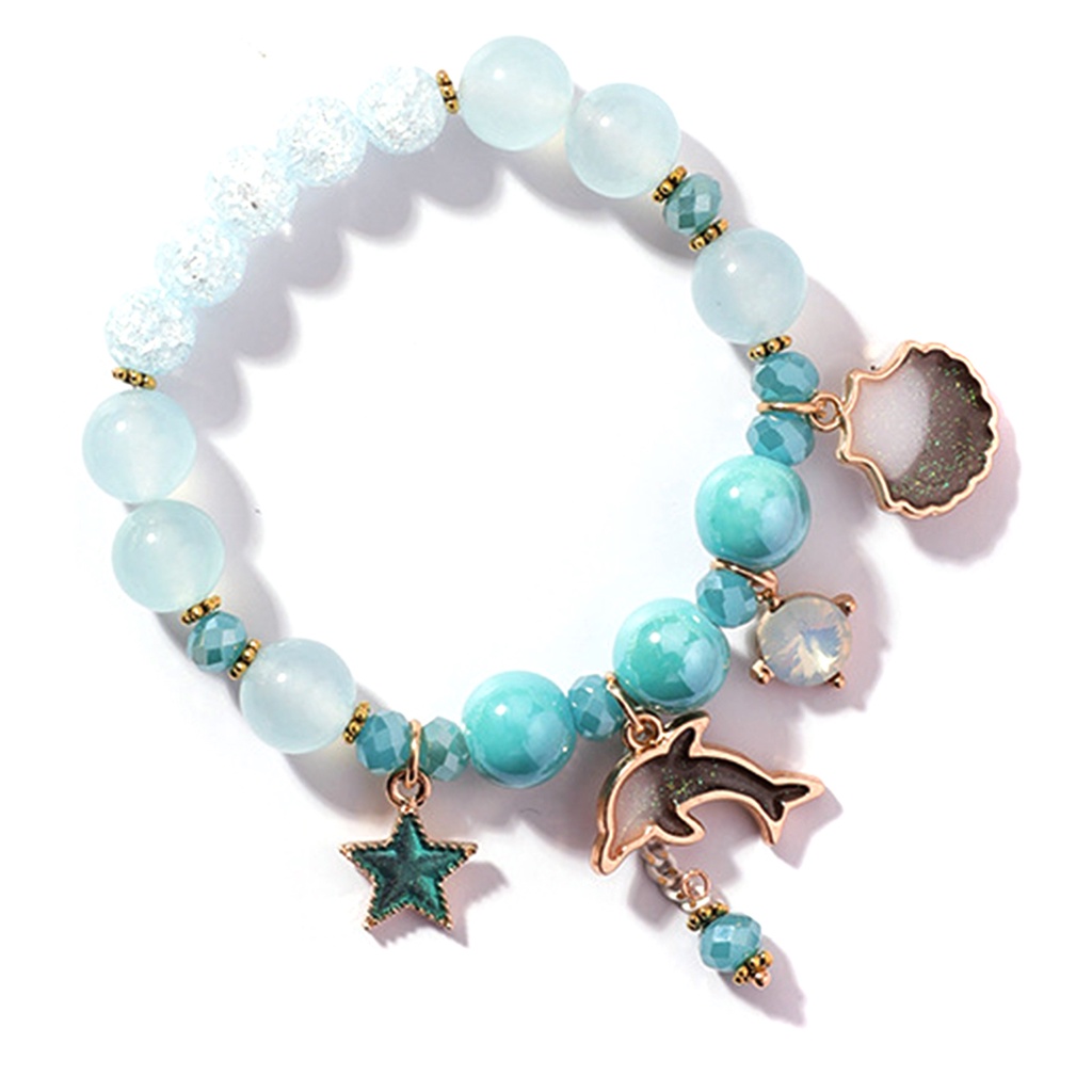 Vòng Tay Chuỗi Hạt Pha Lê Co Giãn Hình Cá Voi Ngọt Ngào Cho Nữ