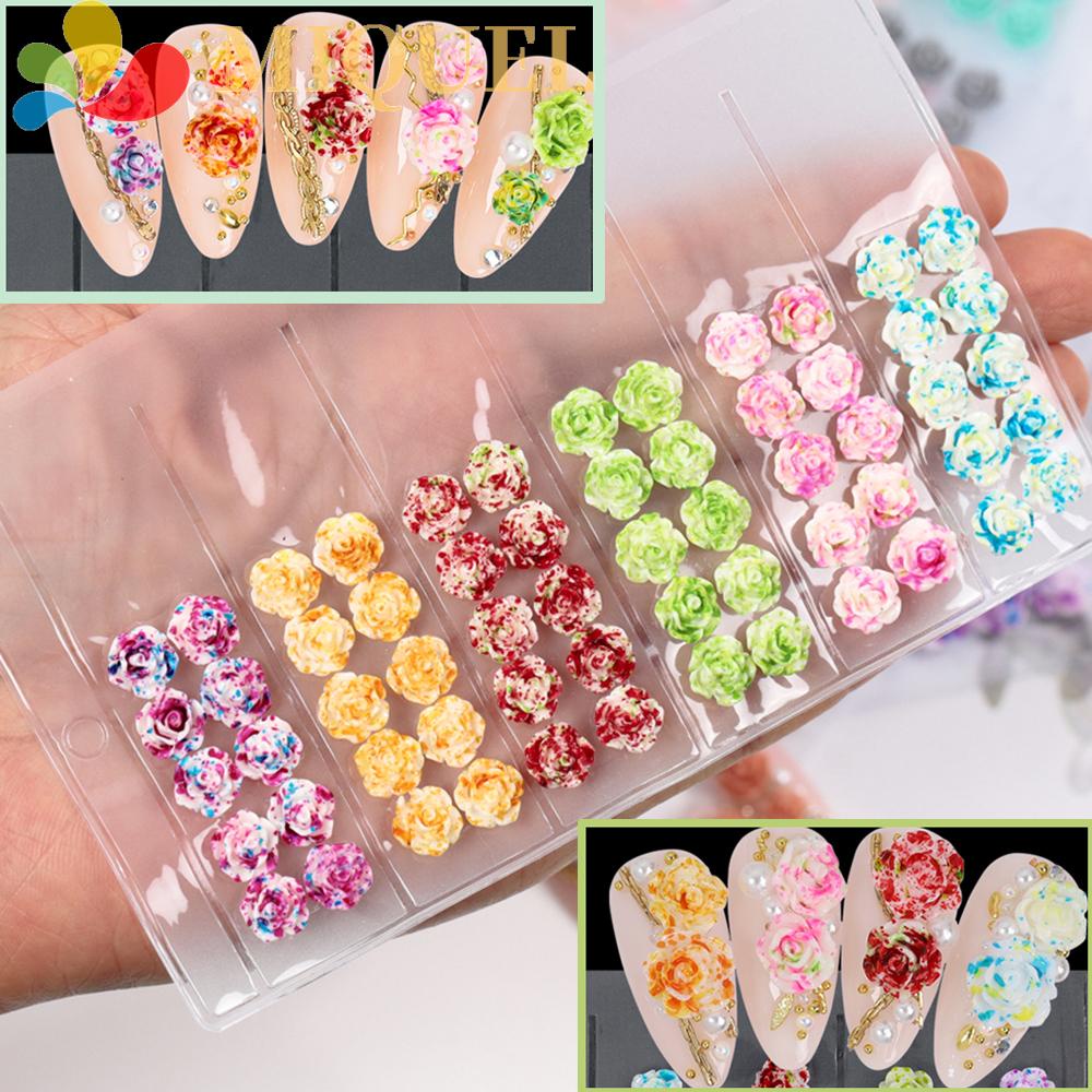 Phụ Kiện Trang Trí Móng Tay Hình Hoa Hồng 3D Nhiều Màu Sắc