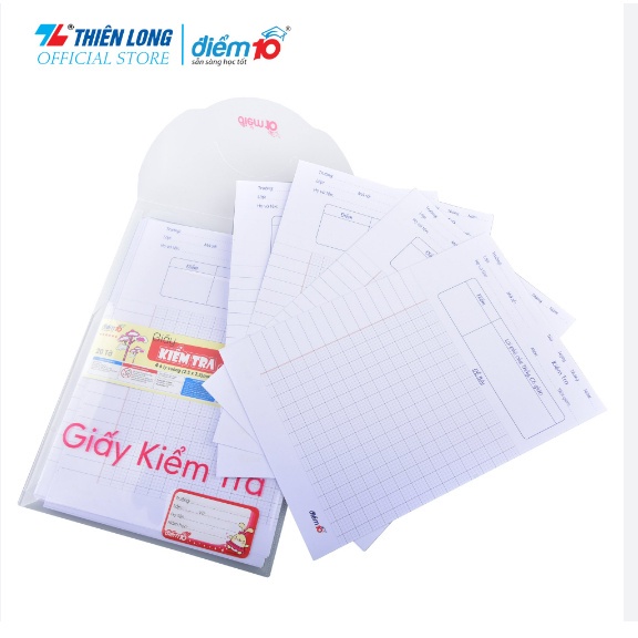 Giấy Kiểm Tra Thiên Long Điểm 10 Kèm Túi Đựng Và Nhãn tên
