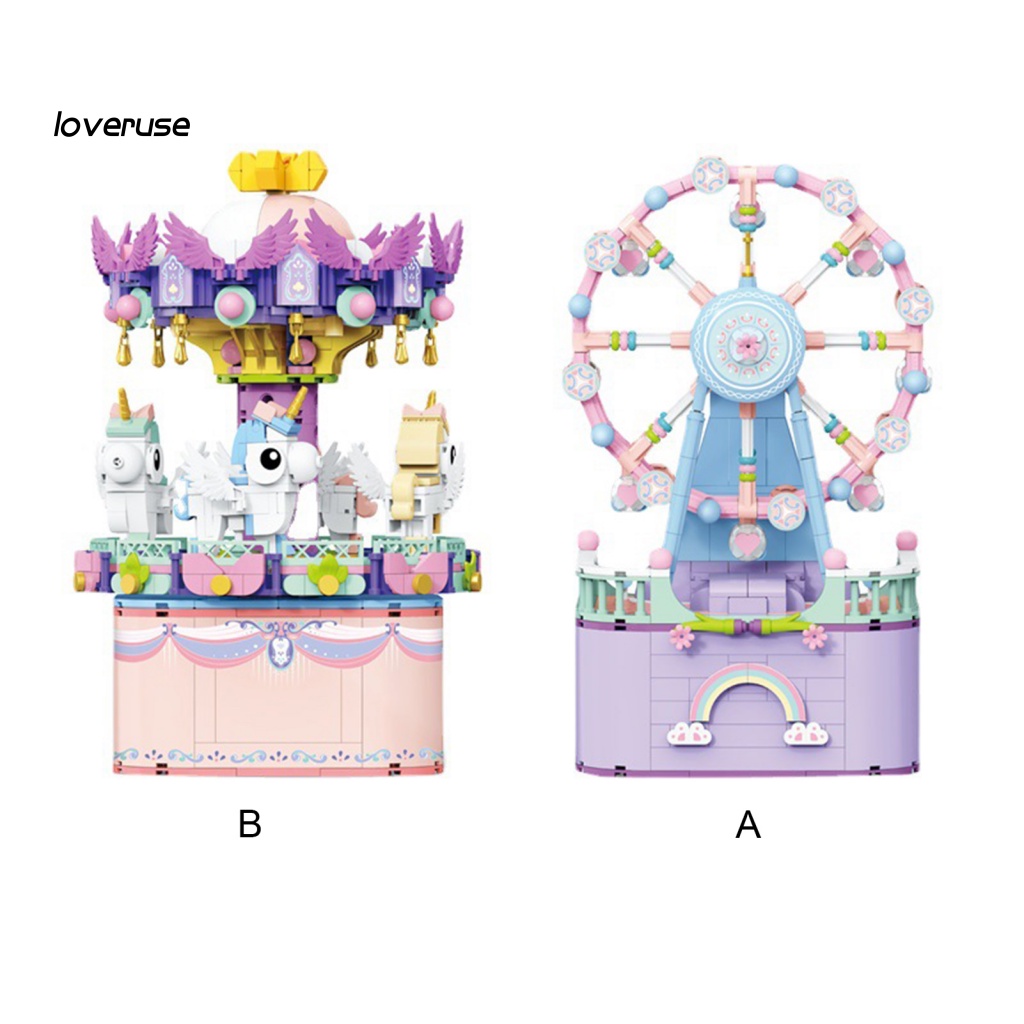 1 Hộp Đồ Chơi Lắp Ráp Vòng Quay Ngựa Gỗ Dễ Thương Cho Bé