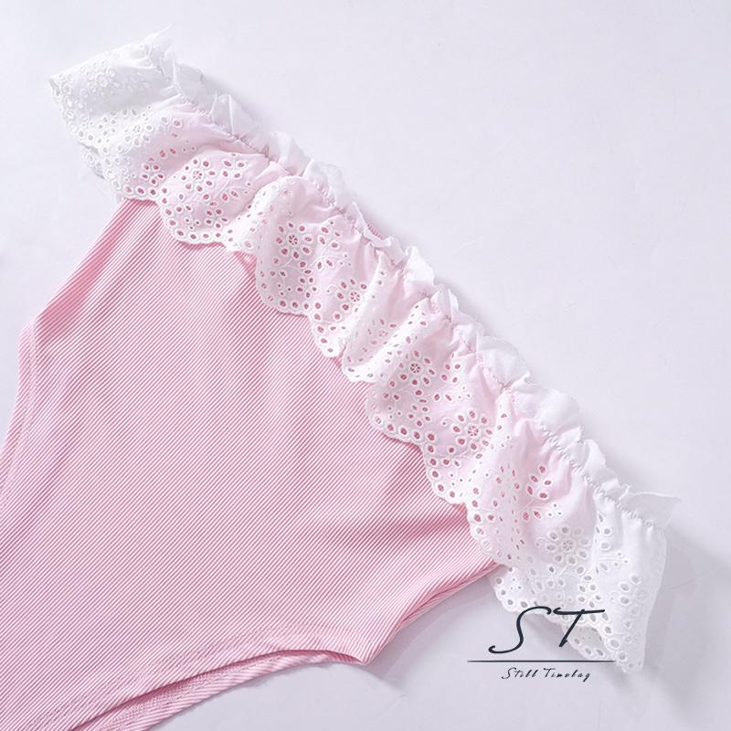 Bộ Áo Liền Quần Trễ Vai Phối Ren Nhún Bèo Thời Trang Mùa Hè Cho Nữ CY03