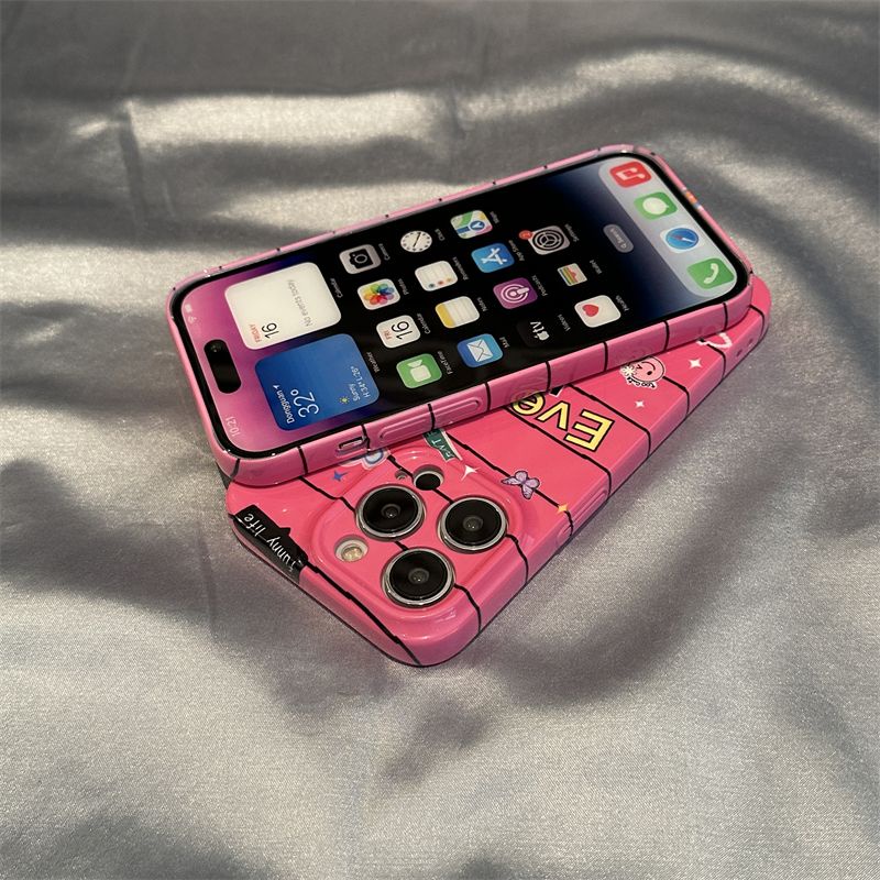 Ốp Điện Thoại Cứng In Chữ Tiếng Anh &amp; Mặt Cười Màu Đỏ Hồng Độc Đáo Thời Trang Cho Iphone 13 14pro max 7812iphone13