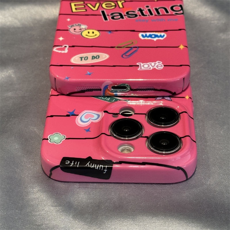 Ốp Điện Thoại Cứng In Chữ Tiếng Anh &amp; Mặt Cười Màu Đỏ Hồng Độc Đáo Thời Trang Cho Iphone 13 14pro max 7812iphone13