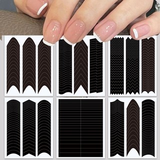 Set 6 tấm sticker dán móng màu đen kiểu pháp