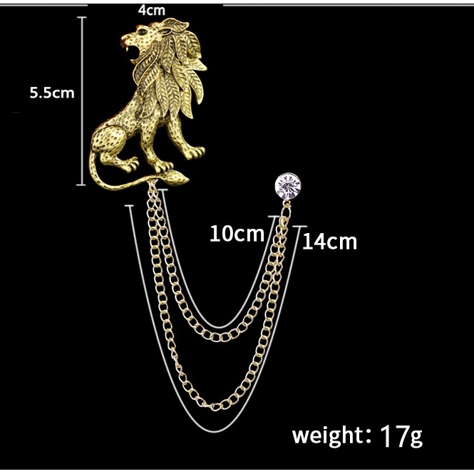 Trâm Cài Áo Hình Sư Tử Cao Cấp Phong Cách Retro