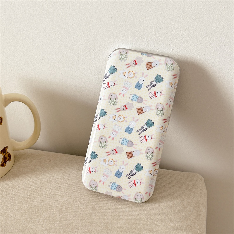 Mới Ốp Điện Thoại Có Nắp Trượt Bảo Vệ Màn Hình Chống Rơi Họa Tiết Chú Thỏ Dễ Thương Cho iP Phone 14 11 12 13 Pro Max Plus